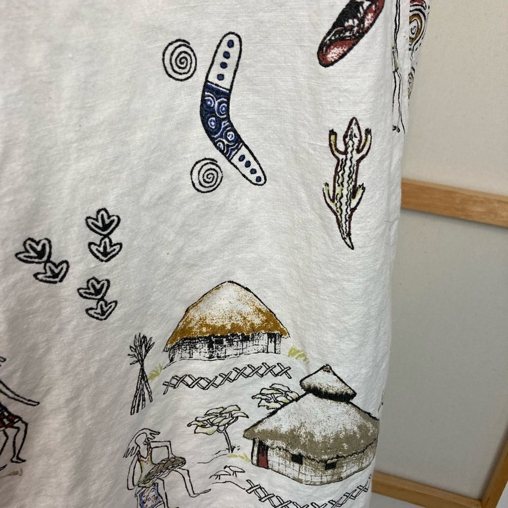 VTG 80s/90s dress w/ aboriginal Australian style print w/pockets - Picture 5 of 10